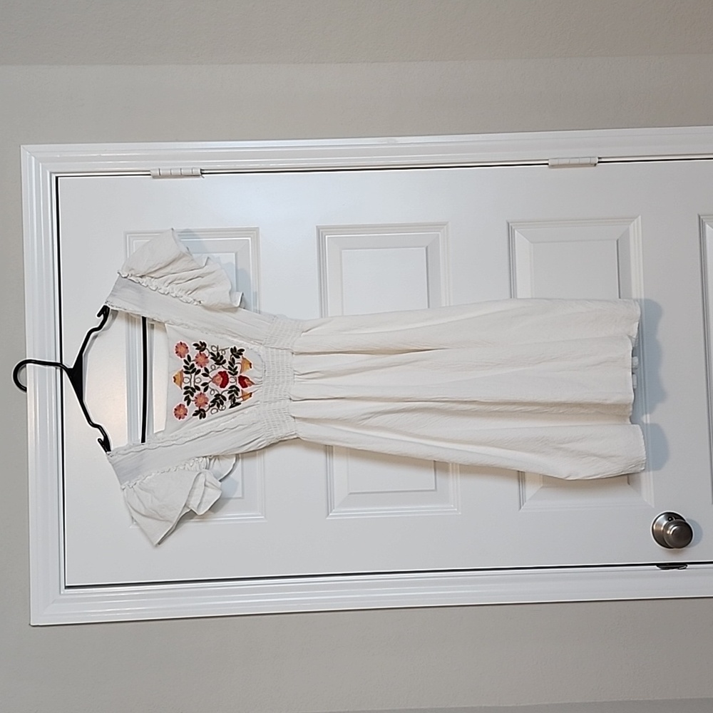 Shein White Embroidery Dress